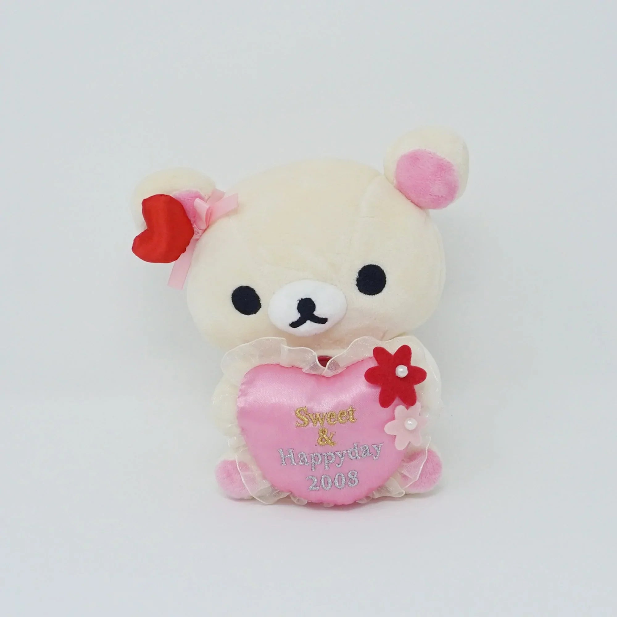 2008 Sweet & Happy Day Korilakkuma with Heart Bear Plush - San-X Rilakkuma