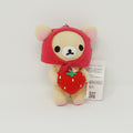2009 Korilakkuma with Red Hood and Strawberry Plush Keychain - Strawberry Rilakkuma Theme
